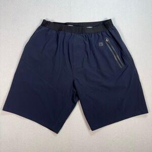 BN3TH 9"‎ Lined 2in1 Shorts Men's S* Navy Stretch Zip Pockets Gym Workout Sample